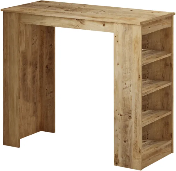 NORDVÄRK ST1 Bartisch, med 3 hyllor - natur melamin (120x51,6)