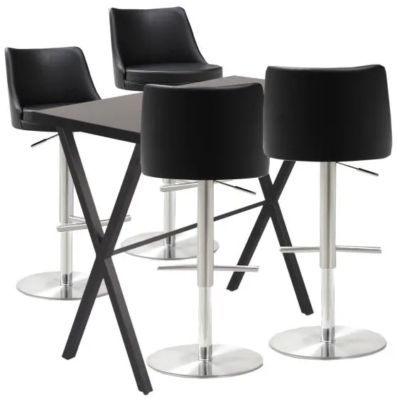 Homeville Bartisch-Set Grappa/Luna Barstol Svart/Krom