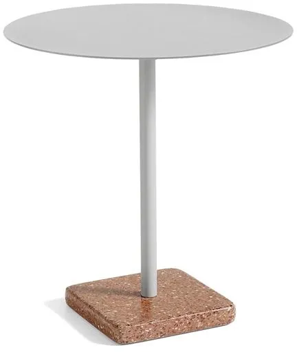 HAY Terrazzo utomhuskaffebord Ø70 Sky Grey/Röd Terrazzo