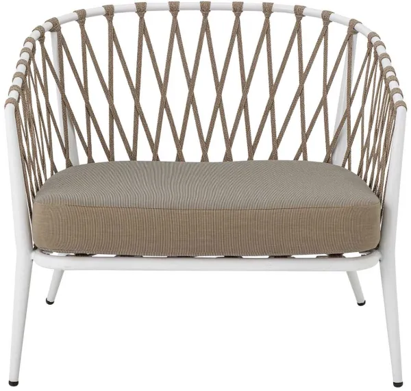 CREATIVE COLLECTION Cia Loungestol för trädgården, med kudde - polyester och vitt metall