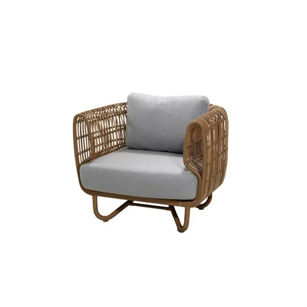 Cane-Line Nest Loungestol - Natur med grå kudde