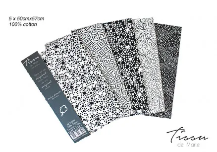 Tissu de Marie Fat Quarter Onyx 50x57cm - 5 st