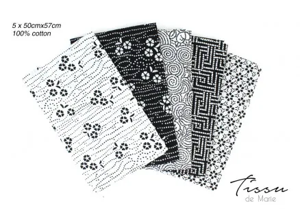 Tissu de Marie Fat Quarter Vit Visdom 50x57cm - 5 st