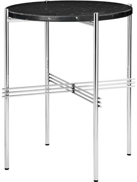 GUBI TS Sidobord Rund Ø40 Polerat Stål/Svart Marquina Marmor