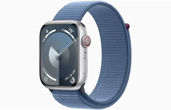 Apple Watch Series 9 GPS + Cellular 45mm - Silver Aluminium Case with Winter Blue Sport Loop