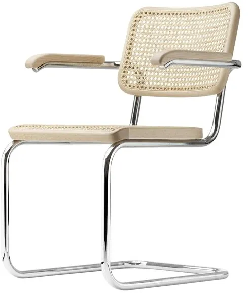 Thonet S 64 V Matstol Cantilever med armstöd Krom/Bok